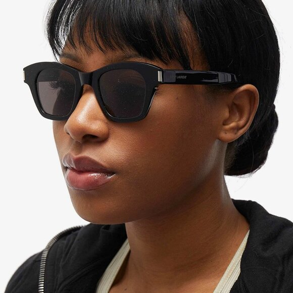 NEW SL592 001 SAINT LAURENT SUNGLASSES UNISEX BLACK SQUARE EYEWEAR - Picture 1 of 4